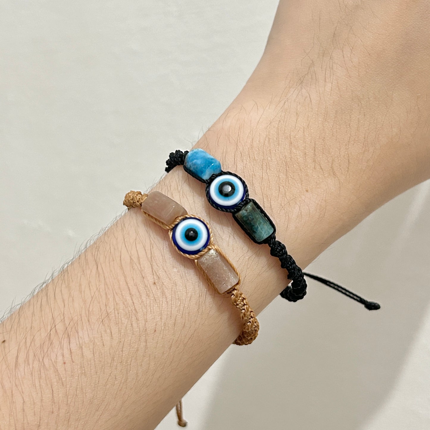 Natural Stone and Evil Eye Charm