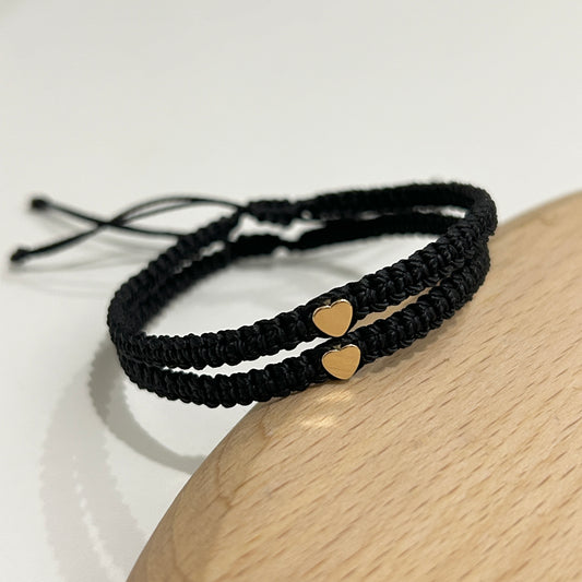 Black Heart Adjustable Bracelet