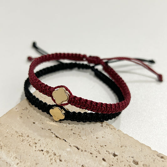 Black & Red Clover Adjustable Bracelet