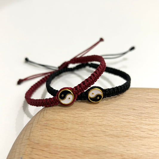 Red & Black Yin Yang Adjustable Bracelet